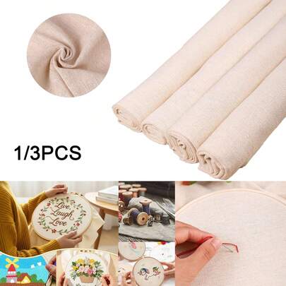 1/3 stuks handgemaakte geborduurde stof met klassiek patroon in effen kleur, voorgesneden beige minimalistische geborduurde naaistof, kruissteekborduurstof, geborduurde kledingstof, geborduurde ruitstof, geschikt voor borduren, kleding maken en woondecoratie, geschikt voor beginners, doe-het-zelf woondecoratie, stof met linnenachtige textuur, doe-het-zelf poppen en andere handwerkprojecten, handgemaakte tassen, patchwork