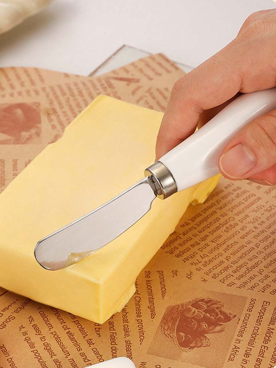 1件不锈钢黄油刀、奶酪刀、面包涂抹刀、果酱涂抹刀、调味品涂抹刀 - 白色 - 查看 1