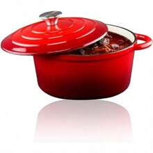 Cast Iron Frying Pan With Lid Diameter 24 Cm For All Heat Sources Red - Red - View 2