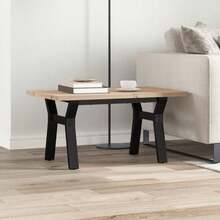 vidaXL Couchtisch Y-Gestell 80x50x40,5cm Massivholz Kiefer & Stahl - Giallo - Visualizzare 4