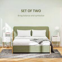 Set Of Two Elegant Bedside Tables - White/Gold-Tone - White1 - View 4