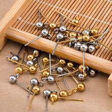 20颗不锈钢球形耳钉，金色圆珠耳环带吊坠，DIY耳环配件首饰制作材料 - 不銹鋼圓珠耳環 - 查看 5