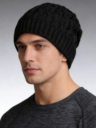 1pc Or 2pcs Unisex Thick Thermal Lined Slouchy Beanie, Fashion Warm Ear Protection Hat, Suitable For Daily Wear, Skating, Skiing In Autumn/Winter