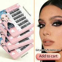 90Pcs D Curl Individual Eyelashes, Natural Fluffy And Volume Segmented Eyelashes Eye Lashes False Lashes Daily Makeup Extensionlash Clusters,Eyelash Clusters,Individual Eyelashes,Lashes,Lashes - màu đen - Xem 9