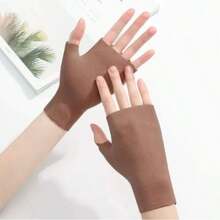 Derong Unisex Warm Gloves, Double-Sided Thick Fleece Gloves, Fingerless Design, Student Writing & Touchscreen Gloves, Autumn/Winter - A - View 5