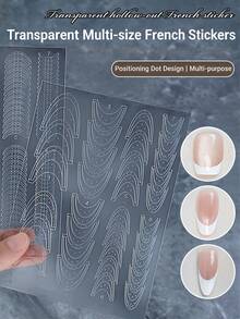 1 Sheet 3D Clear French Nail Stickers French Tip Guide Hollow Grid Pattern Nail Stencils Decals Adhesive Lines Nails Guides Tool - Clear - View 3