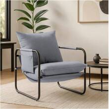 sillones para recamaraFABATO Silla Individual con Estructura Metálica y Cojines Suaves Diseño de Salas Modernas Oficina o Recámara Perfecta como Sofá para Sala o Sala de Espera Gris - gris - Ver 8