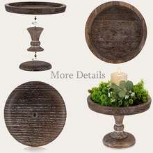 Vintage-Style Wooden Cake Display Stand, Round Serving Tray On Pedestal, Ideal For Farmhouse Kitchen Aesthetic, Perfect For Weddings, Birthdays, And Home Decorations - Multicolor - View 3