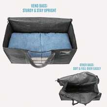 VENO 4 Pack Large Ornament Organizer Storage Bag For Moving Heavy-Duty Storage Boxes College Packing Supplies Moving Bags Dorm Foldable Tote With Window Light Blue With Window - 4 Pack+Dark Gray Window - View 4