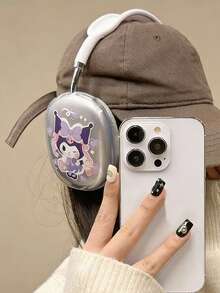 Sanrio 1pc Cartoon Cute Kuromi Headphone Case - Transparent TPU Bluetooth Earmuff Protective Cover For Girls, Compatible With Airpodsmax / Airpodsmax 2 - Purple - View 4