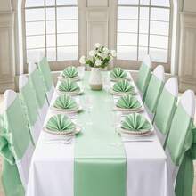12 Pack Sage Gre1en Table Runner 12x108 Inches Long, Satin Silk-Like Smooth Table Decor For Wedding Prom Event Party - SageGre1en - 查看 4