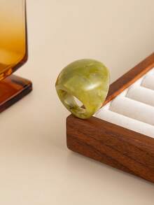 1 Set Unique Geometric Minimalist Resin Rings, Extra Large Oval Rings In Brown, Red, Green, Gray, Blue, White Options, Suitable For Women's Daily Wear, Holidays And Parties (Ring Texture Random) - Single Ring - View 11