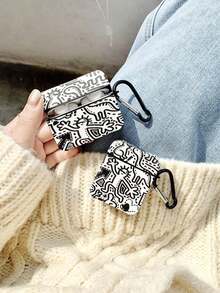 Creative Black & White Graffiti Earphone Case Suitable For Apple Earphone Case 1/2/3/4/Pro/Pro2(Nd)/Pro(3rd) - Black - View 2