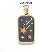 2个/包 不锈钢长方形塔罗牌吊坠,方形直立吊坠,独特小众珠宝配件,DIY珠宝制作组件 - 彩色 - 查看 18
