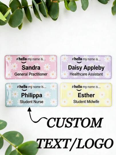 Personalized Name Tag Badge, Customized Name Badge Pin, Resin "Hello, My Name Is Daisy" Employee ID Tag With Pin, With Name And Title (Nurse/Teacher/Doctor) - Hospital Uniform ID, Employee Badge, Nametag, Suitable For Managers And Professionals, Father's Day Gift, Mother's Day Gift, Teacher Gift, Corporate Gift, School Supplies, Back To School, School Gift, Office Supplies, Classroom Supplies, Teacher Gift, Coworker Gift
