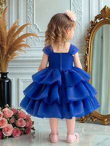 Đầm công chúa tutu dễ thương bằng vải organza hoa 3D với dây đeo dày cho bé gái, thích hợp cho tiệc sinh nhật, họp mặt gia đình, dã ngoại. Không bao gồm băng đô cài tóc. - Xanh đậm - Xem 4