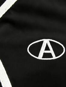 女士不对称条纹拉链短袖上衣，修身显瘦夏季衬衫，独特百搭时尚叠穿单品 - 黑色 - 查看 3