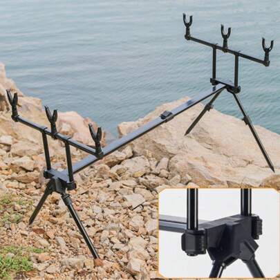 Stojak ekspozycyjny/statyw ze stopu aluminium, solidny i trwały, odpowiedni do użytku na zewnątrz, w domu i garażu. Wieloszczelinowa konstrukcja ułatwia organizację i oszczędza miejsce, pasuje do różnych wędek, poprawia estetykę łowiska, idealny do ekspozycji i przechowywania wędek w domu.