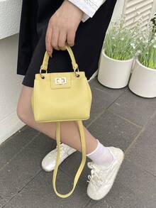Fashionable Commuter Bag, Luxury Women's Handbag, Elegant Shoulder & Top Handle Multi-Function Work Bag - Yellow - View 3