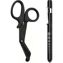 2pcs/Set Medical Scissors And Flashlight, Includes 1pc Medical Flashlight And 1pc 6-Inch Trauma Shears, Suitable For EMTs And Emergency Medical Technicians, Ideal For Back To School Season - Black - View 7