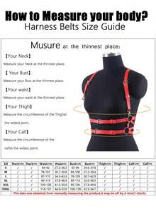 1件女士文艺复兴风格红色银色搭扣性感PU皮革吊带，适合狂欢节派对、活动或日常穿着 - 紅色 - 查看 6