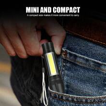 1 Stück tragbare, USB aufladbare Taschenlampe mit COB+XPE Zoom, 3 Beleuchtungsmodi, geeignet für Outdoor-Camping, Angeln, Notfälle - mehrfarbig - Übersicht 3