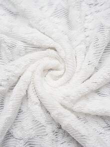 Áo kiểu tay dài cổ tròn viền ren Jacquard thanh lịch màu trắng - trắng - Xem 7