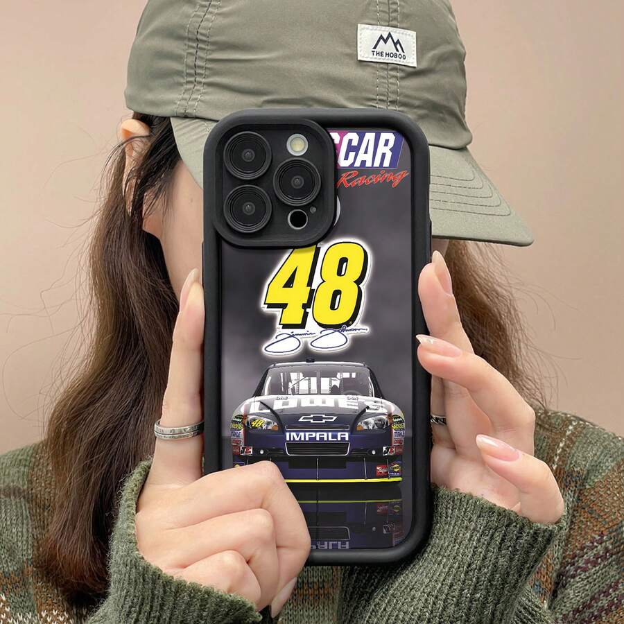 Estuche para teléfono Racing número 48 compatible con 17, 16 Pro Max, 15 Pro Max, 13 y 12 Diseño elegante ideal para fanáticos de las carreras y entusiastas del automovilismo, duradero, resistente a los arañazos y ofrece protección contra caídas y agua, perfecto para regalar en cualquier ocasión. - Negro - Ver 1