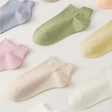 Calcetines tipo bailarina de colores macaron para mujer, calcetines cortos invisibles y transpirables, diseño simple y versátil antideslizante - Multicolor - Ver 5