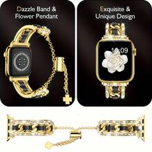 1pc Minimalist & Fashionable Watch Band, Compatible With Apple Watch 38/40/41/42/44/45/46/49mm, Sparkling Crystal Unique Design, Adjustable Bracelet Style Strap, Suitable For Apple Watch Ultra 2/1 Series 10/9/8/7/6/SE/5/4/3/2/1 (Band Only) - Gold - View 3