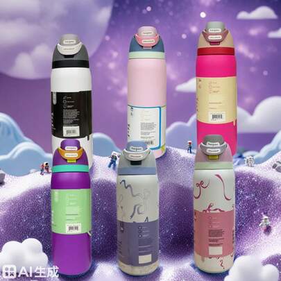 Owal-A 32oz Stainless Steel Insulated Water Bottle - Leak-Proof Sports Water Bottle With Dual-Function Spout Lid, Flip-Top Straw And Wide Mouth Design - Keeps Drinks Hot/Cold For 24 Hours - Great For Fitness, Travel And Everyday Use