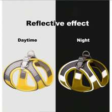 Dog Harness Small Sized And Leash Set For Small Dogs Cats,Yellow XS Puppy Harness, Step In Soft Dog Reflective Vest, Breathable Mesh Pet Harness. - 灰拼黃 - 查看 3