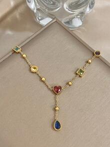 1 chiếc vòng chân hình trái tim đính đá Zirconia màu sắc tinh tế sang trọng dành cho nữ, mạ vàng 18K bằng thép không gỉ, món quà thanh lịch dành tặng mẹ, thích hợp cho Lễ Tình nhân, Tiệc tùng, Dạ hội, Hàng ngày, Hẹn hò, Ngày của Mẹ, Năm mới, Đám cưới, Đi biển, Giáng sinh, Kỷ niệm, Trang sức phong cách Boho, Quà sinh nhật, Quà tặng cho phù dâu - Nhiều màu - Xem 9