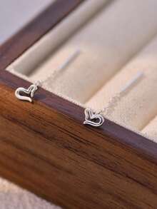 1 par de pendientes con forma de corazón de plata de ley 925, que se pueden usar como joyería para mujeres, un regalo para novias, accesorios de uso diario para mujeres, y también el mejor regalo para madres, hermanas y novias - par de aretes - Ver 7