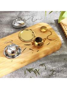 2 件装茶漏茶球，带链条和滴水盘，3D 不锈钢茶漏 - 彩色 - 查看 5