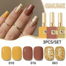 GMUME 3件組 16ml 秋季凝膠指甲油套組 No.010 016 063 芥末黃、棕色、金色亮片色，適合感恩節秋季豐收季美甲，浸泡式 UV LED 凝膠 3 步系統，需搭配底層油與頂層油 - 彩色 - 查看 13