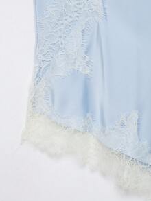 Seelio 新款女士时尚欧美风蕾丝装饰性感内衣风上衣 夏季 - 藍色 - 查看 5