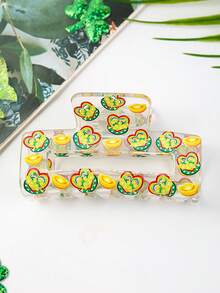 3个三叶草形状PVC发夹，8厘米长方形，绿色 - 彩色 - 查看 6