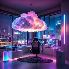 OBOVAY 1pc 200cm/400cm Smart Cloud Lamp, DIY Thunder Cloud LED Light (Single), Rhythm Music Night Light, USB Powered Wall-Mounted Giant Cloud Lamp - Made Of ABS Resin, Dimmable - Colorful Atmosphere Night Light, Ideal For Gaming Room And Party (Light Source Included) - Popular Christmas Gift, Suitable For Office, Bedroom, Gaming Room, Hotel, Party And Restaurant Holiday Decoration - Multicolor - View 11