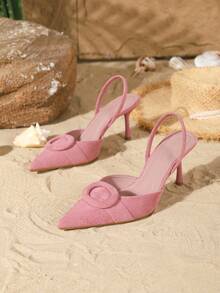 On feet& in love 女士时尚优雅尖头套脚高跟鞋，通勤、连衣裙、婚礼等场合皆宜 - 紫粉紅色 - 查看 5