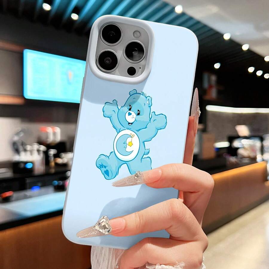 Bonita funda de teléfono con dibujos de oso azul compatible con 17, 16 Pro Max, 15 Pro Max, 13 y 12. Fabricada en material TPU, bordes rectos clásicos, estilo premium que brinda protección contra golpes y caídas. Un gran regalo para familiares, amigos, seres queridos, novios/novias y aniversarios. - Azul - Ver 1