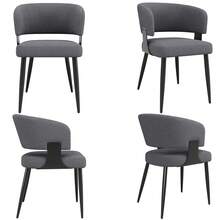 Dining Chairs - Grey + Fabric+Metal - View 9