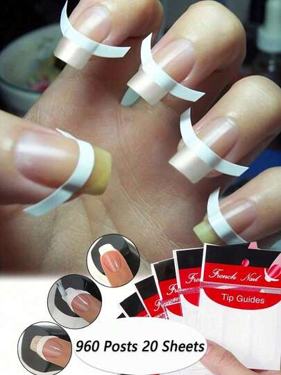 960pcs French Manicure Nail Stickers, Nail Art Smile Line Stickers, Nail Stickers For Beginners, Nail Art Striping Tape Lines, Nail Art Tools Accessories Set Nails Nail Supplies