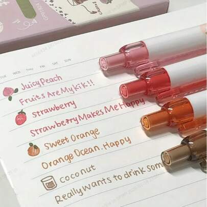 1/2 Pcs/Set Creative 3D Fruit Themed Colored Gel Pens, 0.5mm, Retractable, Smooth Writing, Plastic, Suitable For School, Art, Diary, Scrapbooking, Stationery