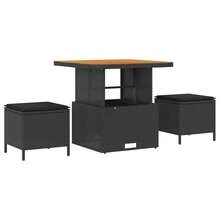 vidaXL 9-teiliges Garten-Sofa-Set mit Kissen, Schwarz Poly-Rattan - Noir - Voir 4