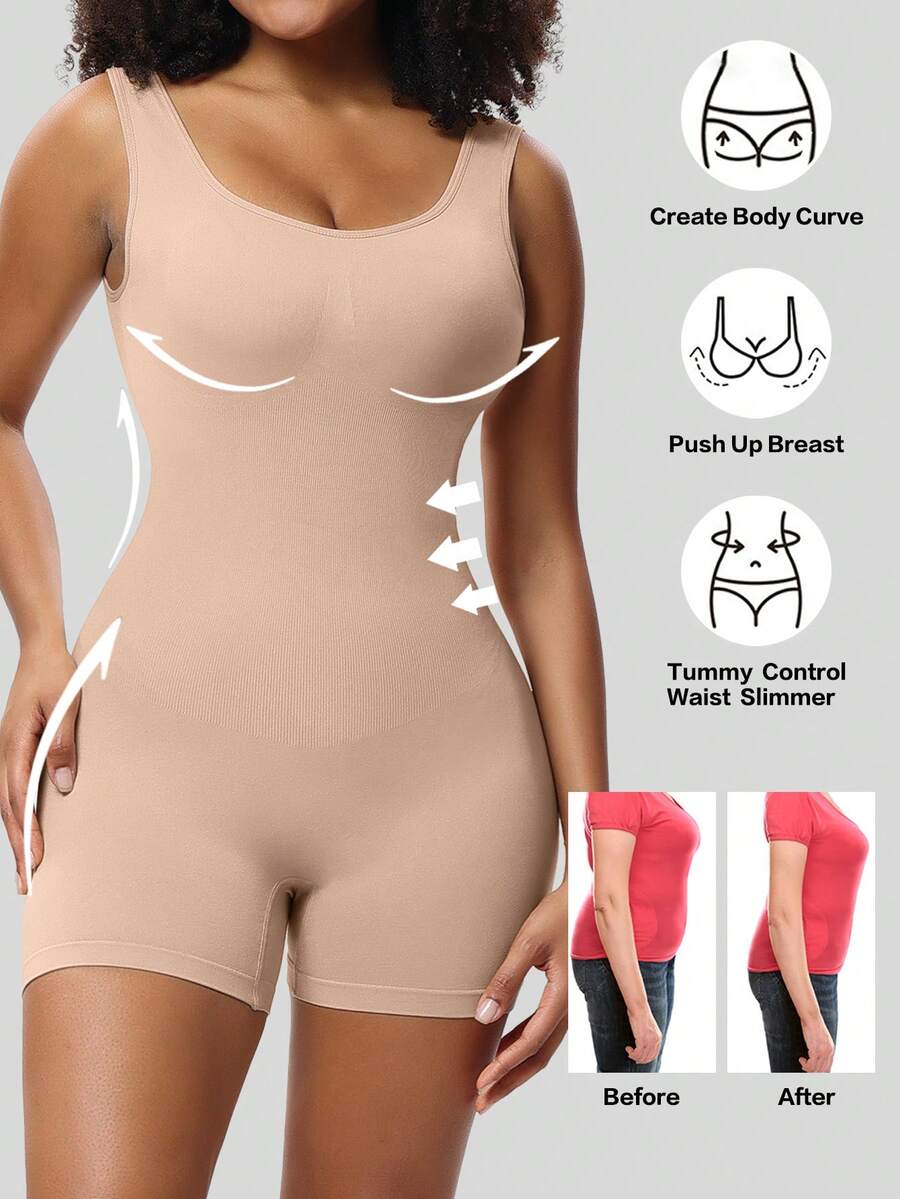 女士无缝塑身连体衣，包含一件塑身背心和一条塑身裤