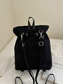 2023 New Casual Large Capacity Rabbit Ear Backpack, Versatile Commuter Backpack, Retro Style For Spring & Autumn - Black - View 8