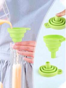 Silicone Foldable Funnel, Silicone Funnel, Suitable For Bottling And Making Homemade Popsicles And Ice Cream Bags, Kitchen Funnel - Multicolor - View 5