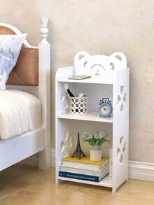 1 pieza mesa de noche de 3 capas, blanca, estante de baño para mesita de noche, adecuada para espacios pequeños, sala de estar, oficina, dormitorio - Blanco - Ver 9