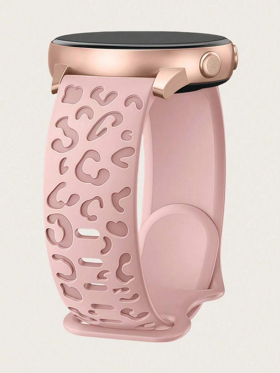 20mm Leopard Print Engraved Silicone Watch Band Compatible With Samsung Galaxy Watch 7 6 5 4 40mm 44mm/5 Pro/6 Classic 47mm/Watch 4 Classic/Active 2, 45mm/Watch 3/Watch 4 Classic 42mm 46mm Watch 6 47mm 43mm, Boho Leopard Waterproof Sports Replacement Band Compatible With Huawei Honor For Men And Women